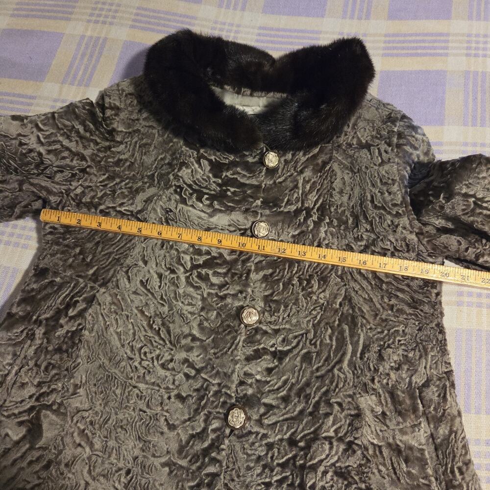 Vintage 40s 50s Rikes Dayton Persian Lamb Fur Mink Fur Collar Coat Penny Lane - Picture 5 of 16